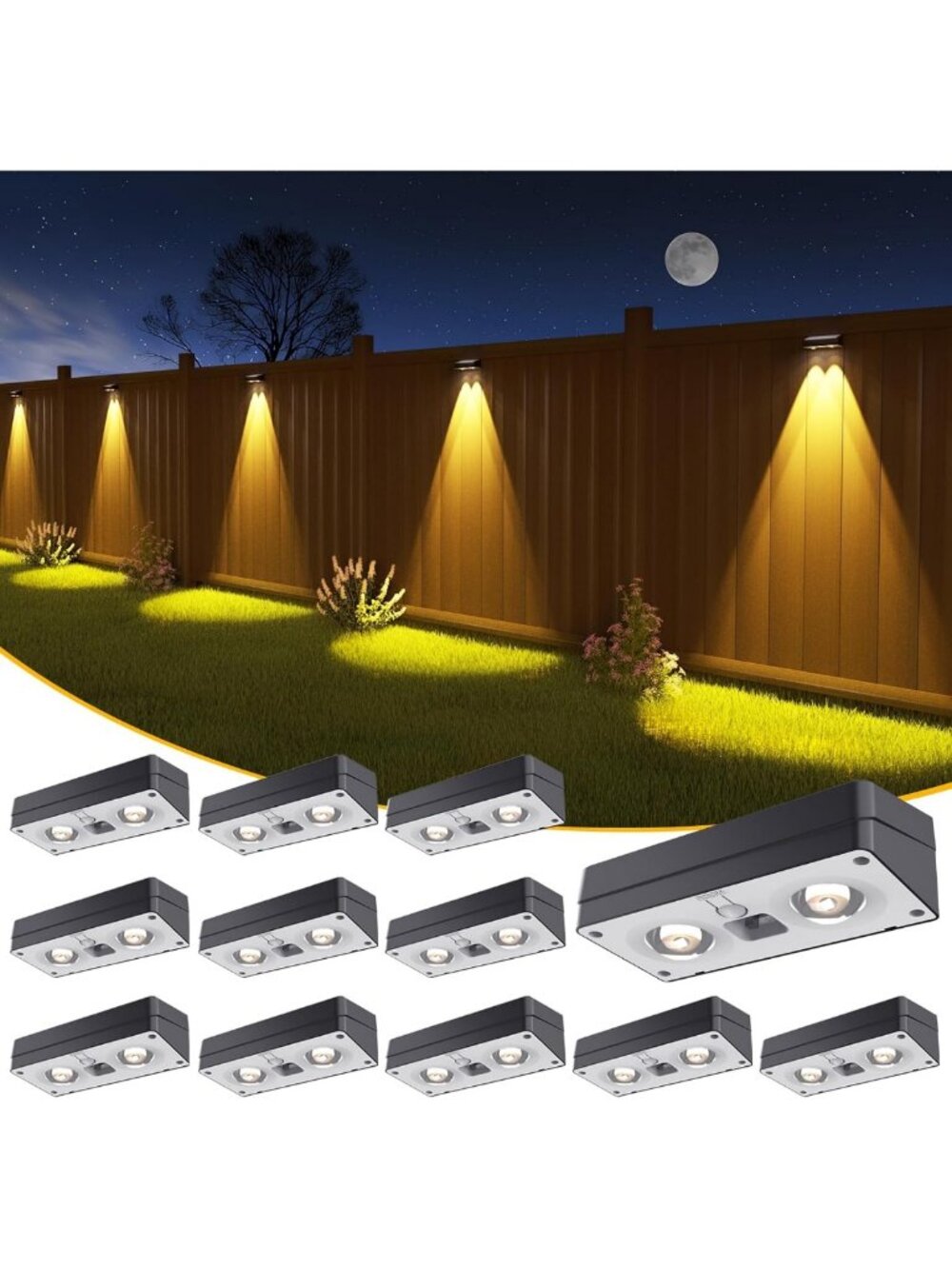JOFIOS Solar Fence Lights 12 Pack, 50 Lumens Outdoor Fence Solar Lights with 12